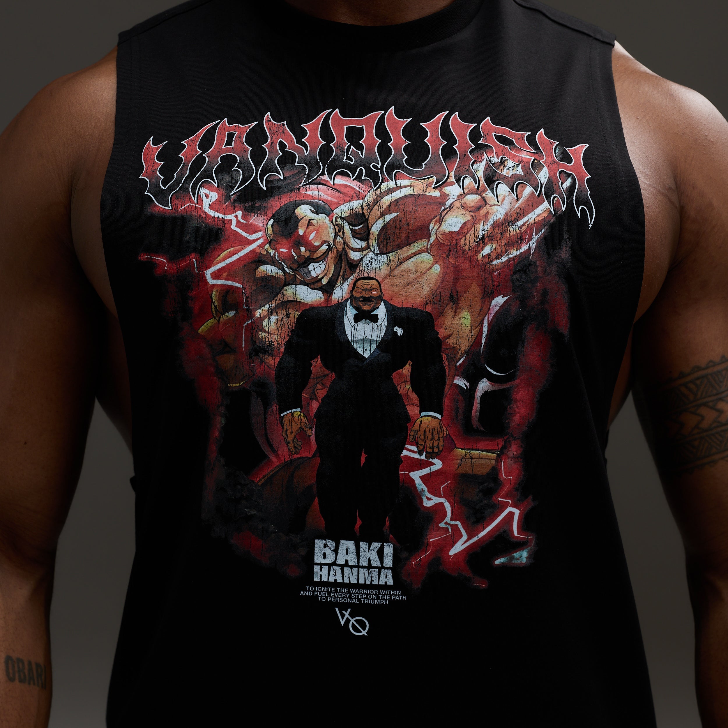 VANQUISH FITNESS 刃牙モデル ブラック オリバ ノースリーブ