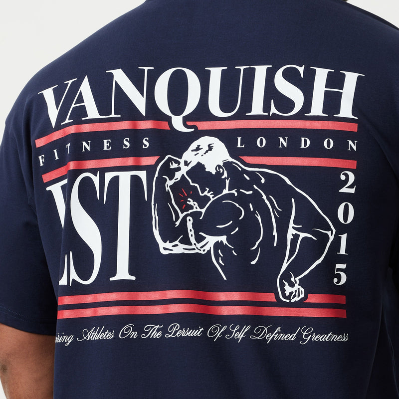 Vanquish TSP Navy Blue Muscle Oversized T Shirt 3枚目の画像