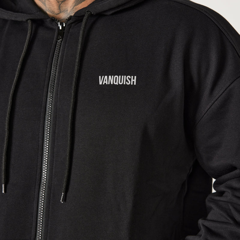 Vanquish Essential Black Oversized Full Zip Hoodie 2枚目の画像