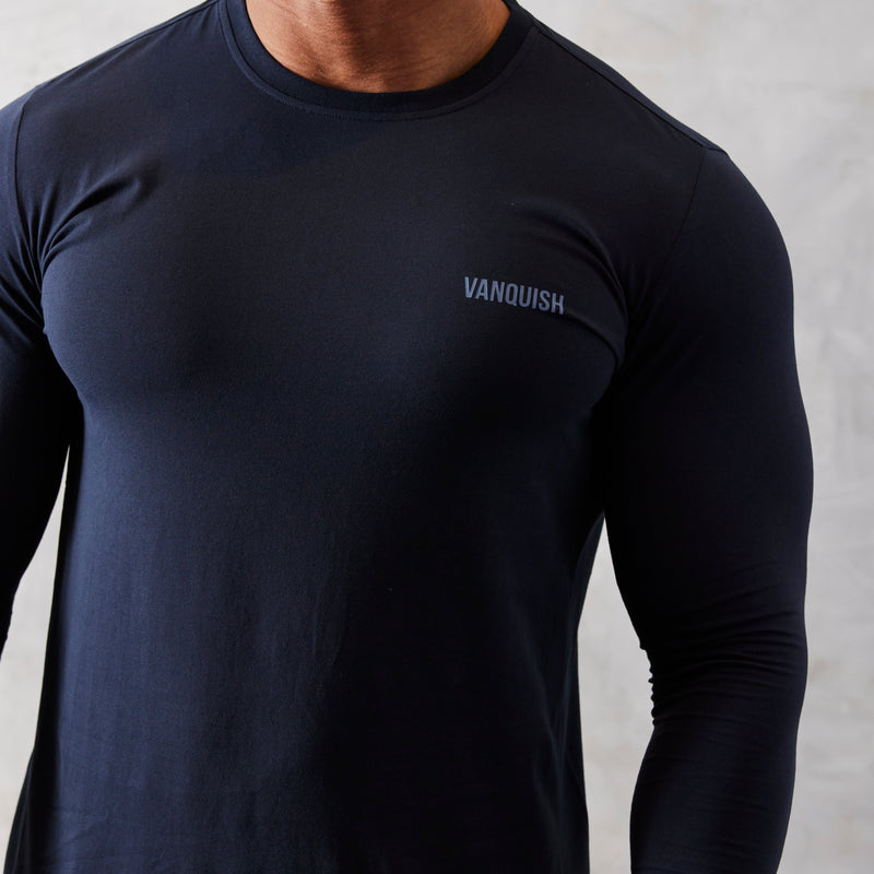 Vanquish Essential Navy Blue Slim Fit Long Sleeve T Shirt 2枚目の画像
