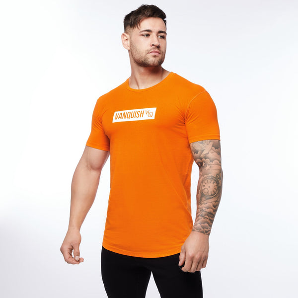 VANQUISH FITNESS Box Logoモデル オレンジ 半袖 Tシャツ 国内発送 1枚目の画像