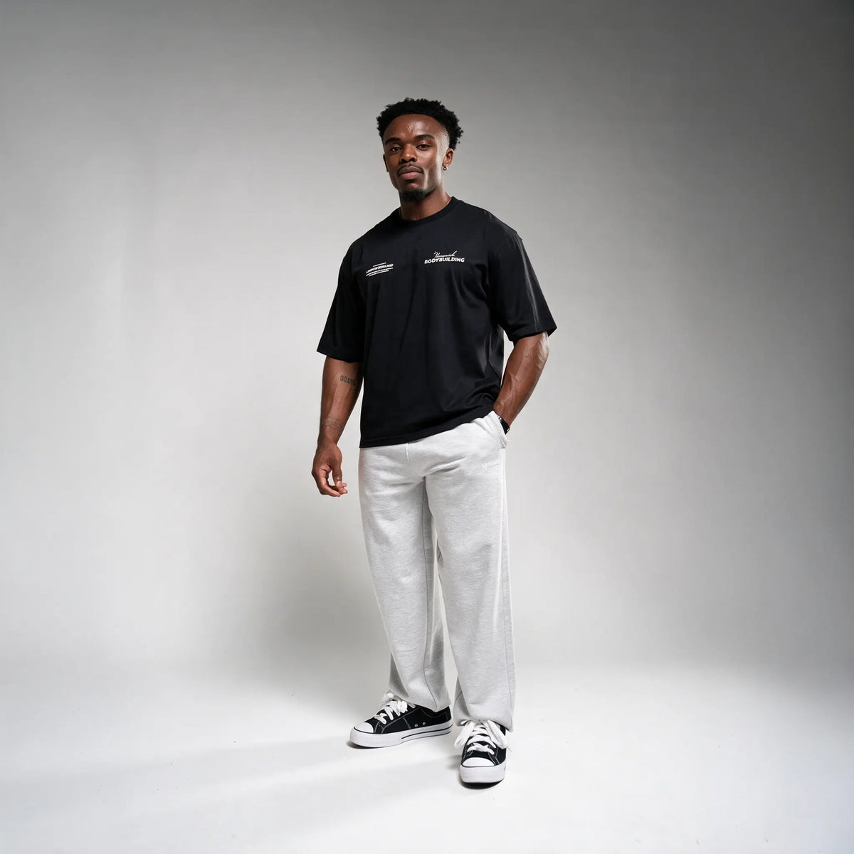 Bodybuilding Black Oversized T Shirt 3枚目の画像