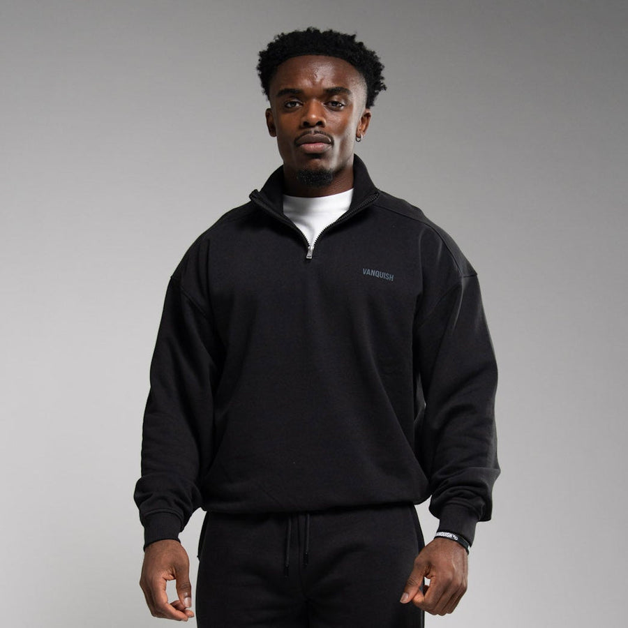 EVOLVE BLACK OVERSIZED 1/4 ZIP SWEATER 1枚目の画像
