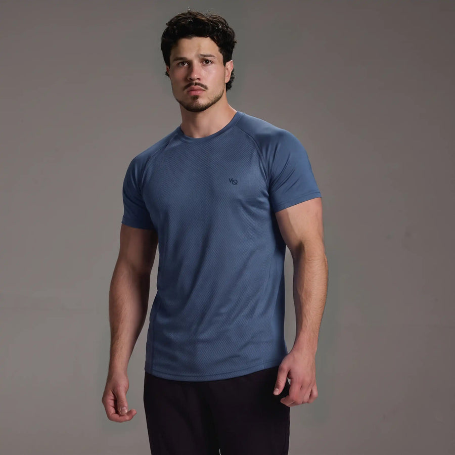 EVOLVE BLUE GREY SLIM FIT PERFORMANCE T SHIRT 1枚目の画像