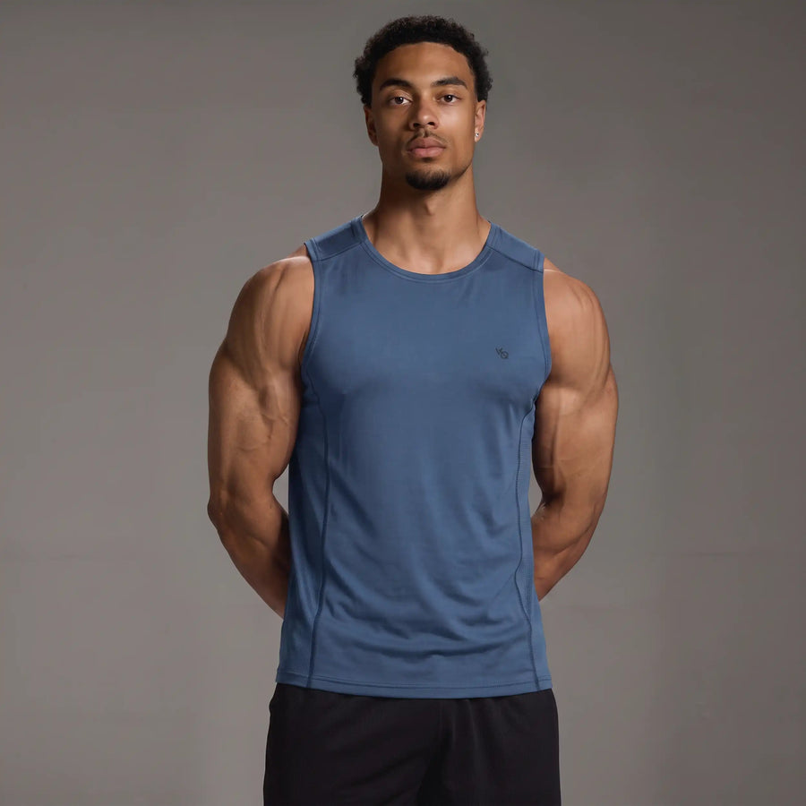 EVOLVE BLUE GREY SLIM FIT PERFORMANCE TANK 1枚目の画像