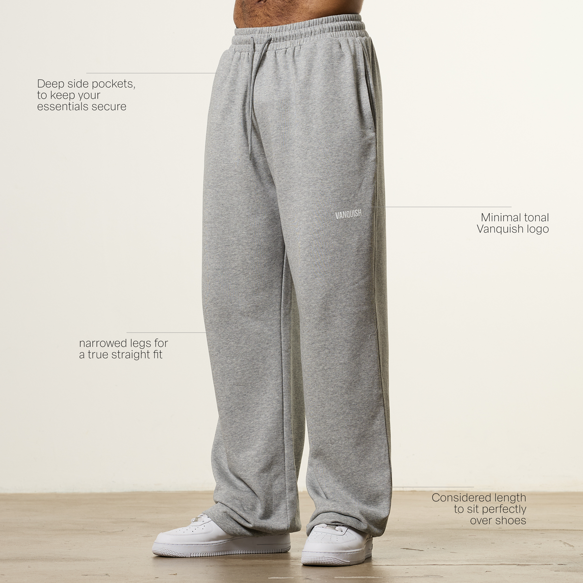 Vanquish Essential V2 Grey Melange Straight Leg Sweatpants 2枚目の画像