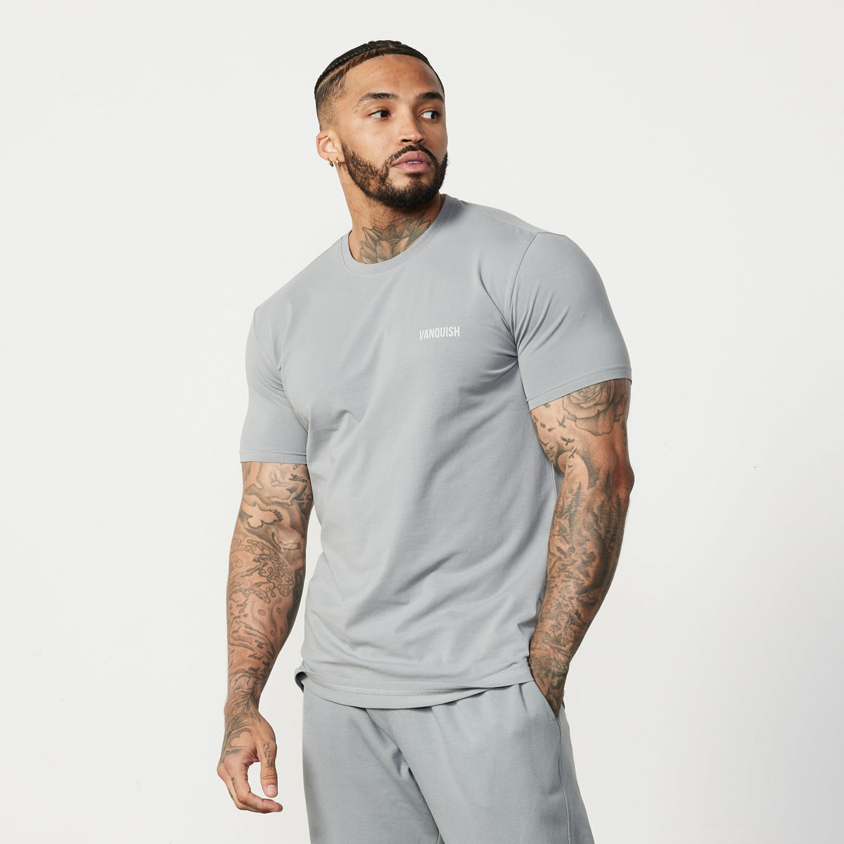 Vanquish Essential Steel Grey Slim Fit Short Sleeve T Shirt 1枚目の画像