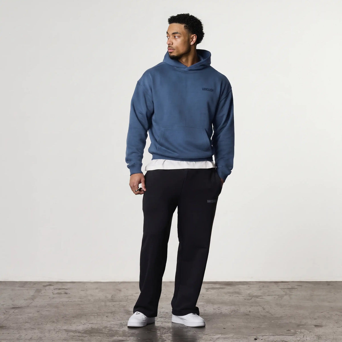EVOLVE BLUE GREY OVERSIZED PULLOVER HOODIE 3枚目の画像