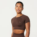 Vanquish Elevate Seamless Coffee Brown Cap Sleeve Cropped T Shirt 1枚目の画像