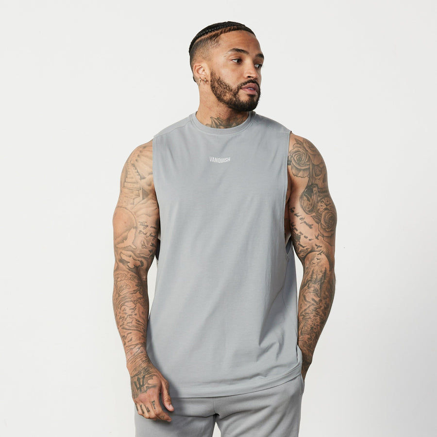 Vanquish Essential Steel Grey Oversized Sleeveless T Shirt 1枚目の画像