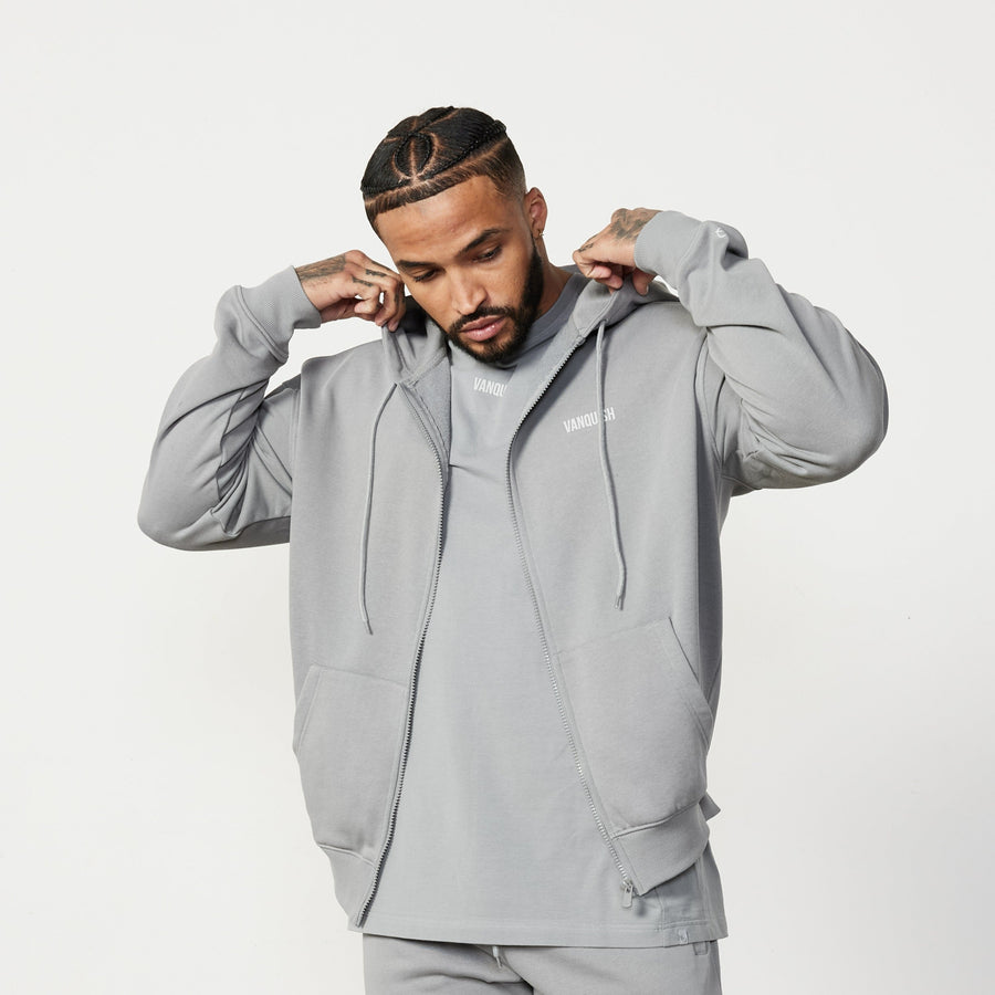 Vanquish Essential Steel Grey Oversized Full Zip Hoodie 1枚目の画像