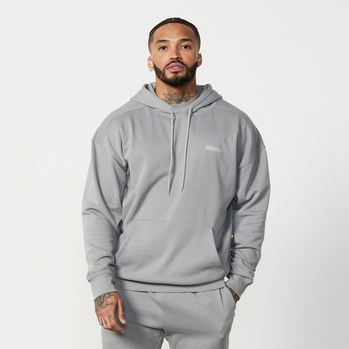 Vanquish Essential Steel Grey Oversized Pullover Hoodie 1枚目の画像