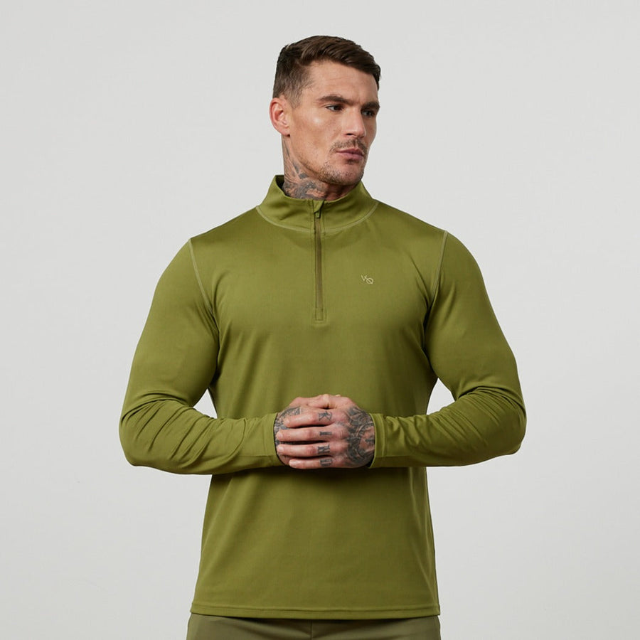 Vanquish Essential Olive Green Performance 1/4 Zip Top 1枚目の画像