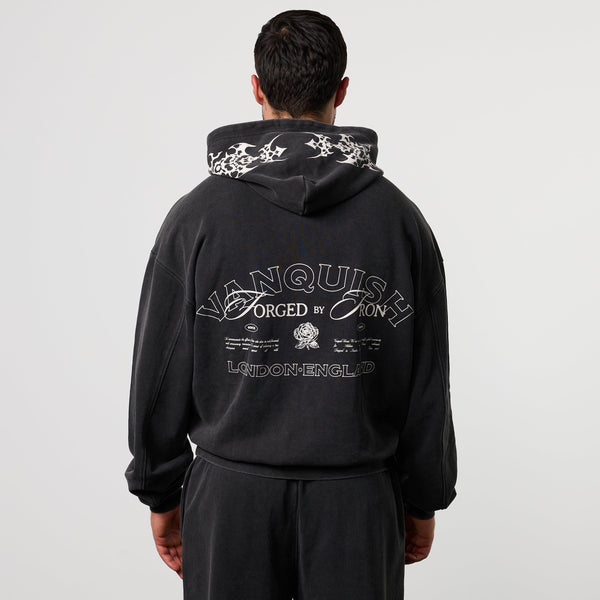 BLACK FORGE WASHED BLACK BOXY OVERSIZED HOODIE 1枚目の画像