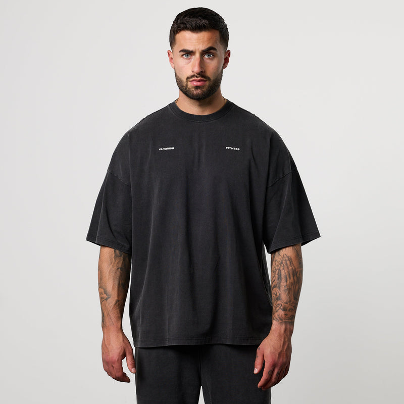 BLACK FORGE WASHED BLACK BOXY OVERSIZED T SHIRT 2枚目の画像