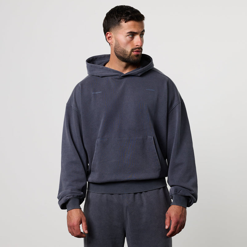 BLACK FORGE WASHED NAVY BOXY OVERSIZED HOODIE 2枚目の画像