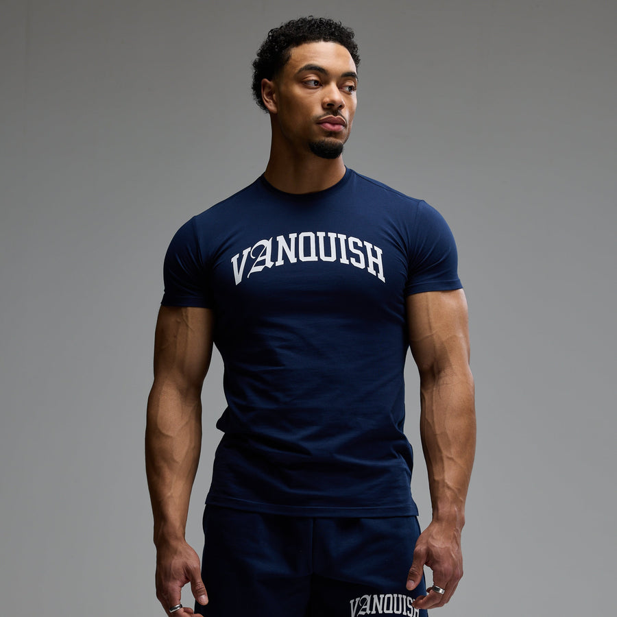 ACADEMY ARCH NAVY SLIM FIT T SHIRT 1枚目の画像