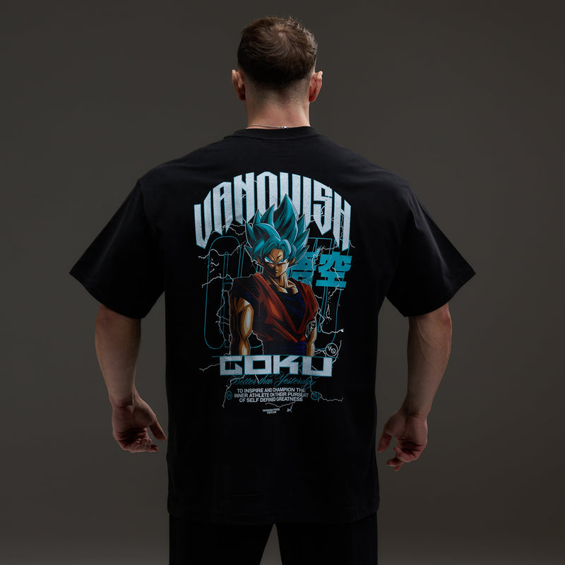 VANQUISH FITNESS DBSモデル 悟空 SSGS ブラック オーバーサイズTシャツ
