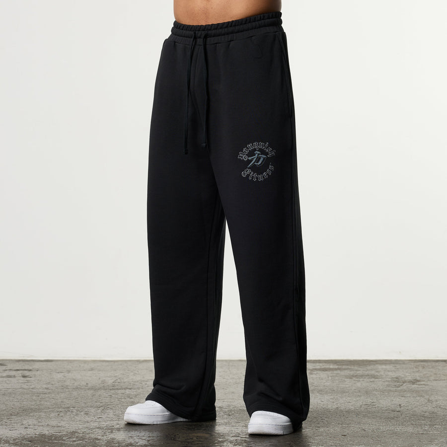 SHINTO GODS SCRIPT BLACK STRAIGHT LEG SWEATPANTS 1枚目の画像
