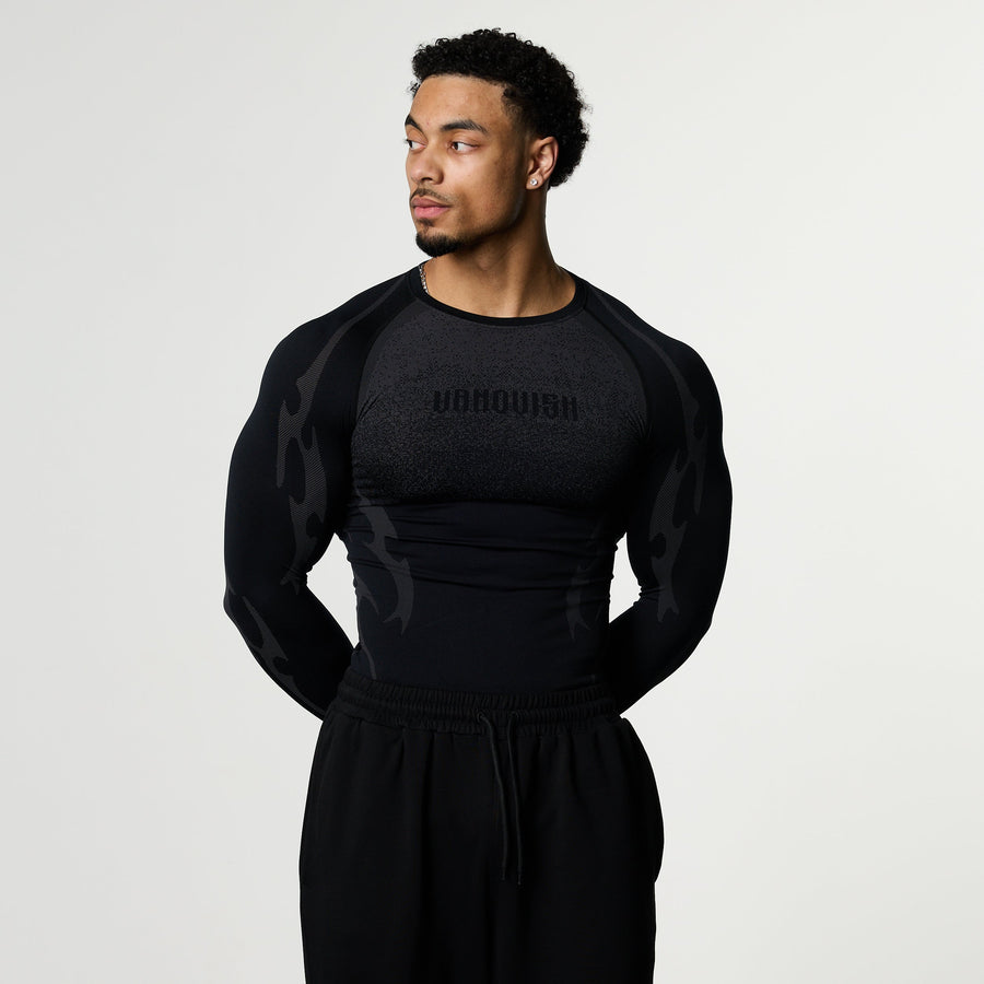 TRIBAL COMPRESSION BLACK LONG SLEEVE T SHIRT 1枚目の画像