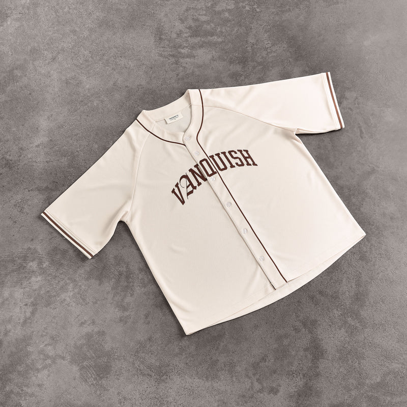 VANQUISH FITNESS Baseball Jerseyモデル オフホワイト オーバーサイズ