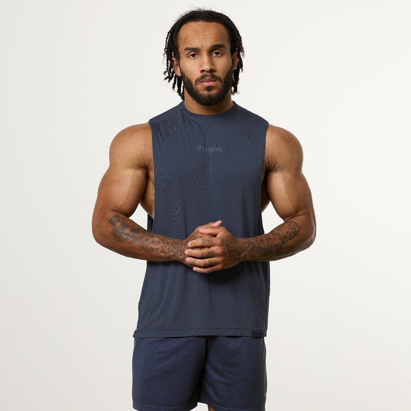 Vanquish Ultra Soft Navy Blue Oversized Sleeveless T Shirt 1枚目の画像