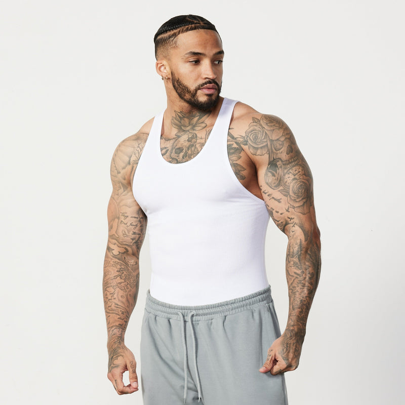 Vanquish Essential V2 White Ribbed Tank 1枚目の画像