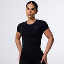 Vanquish Elevate Seamless Black Midi Cap Sleeve T Shirt 1枚目の画像