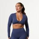 Enhance V2 Dusk Blue Long Sleeve Twist Front Top 1枚目の画像