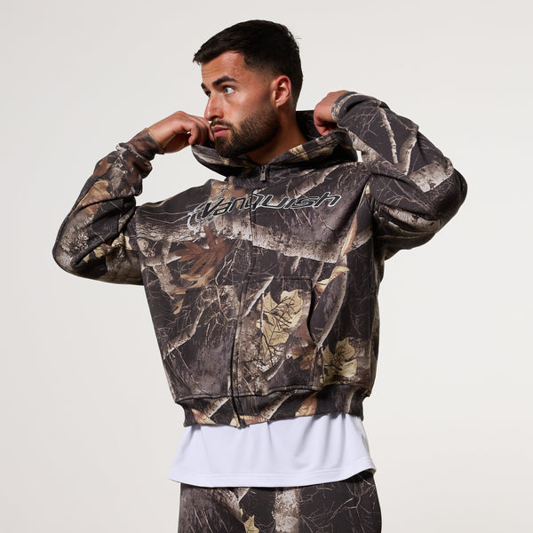 CAMO BLACK OVERSIZED FULL ZIP HOODIE 1枚目の画像
