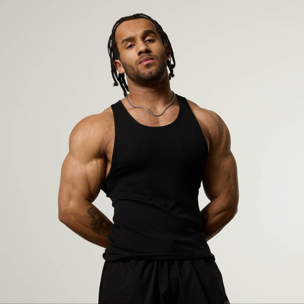 VANQUISH FITNESS Essentialモデル V2 ブラック リブ タンク