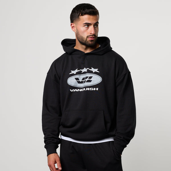 POWERLINE BLACK OVERSIZED HOODIE 1枚目の画像