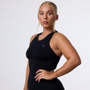 Vanquish Elevate Seamless Black Racer Back Midi Tank Top 1枚目の画像