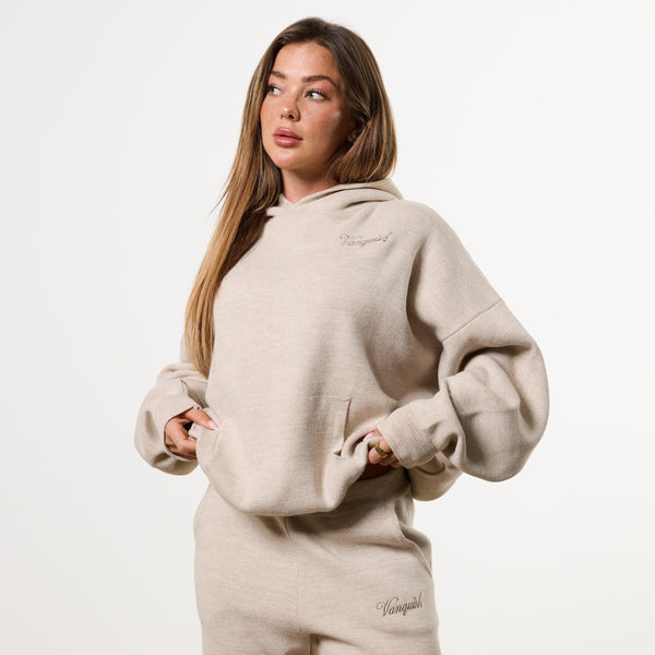 WOMENS EMBROIDERED KNIT OAT OVERSIZED HOODIE 1枚目の画像