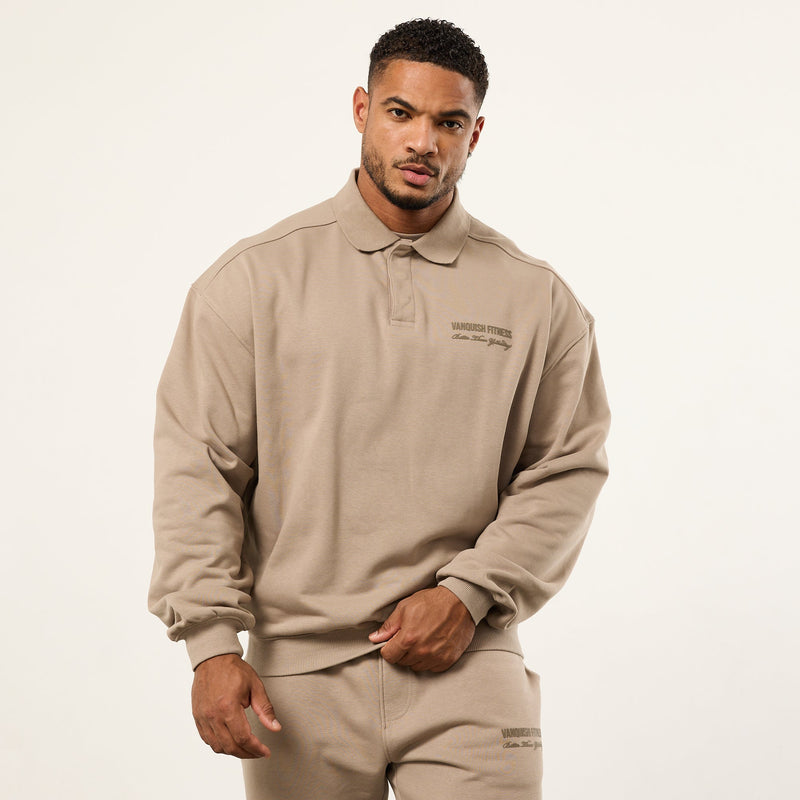 Vanquish Sand Signature Oversized Polo Sweatshirt 1枚目の画像