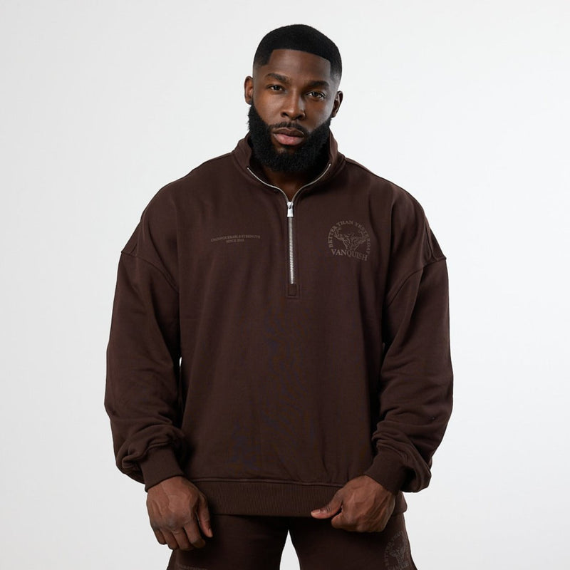 Vanquish Dark Brown Unconquerable Strength Quarter Zip Sweater 1枚目の画像