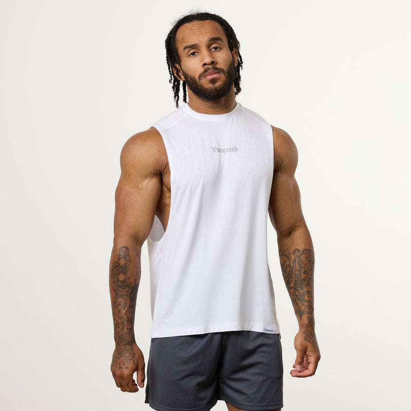 Vanquish Ultra Soft White Oversized Sleeveless T Shirt 1枚目の画像