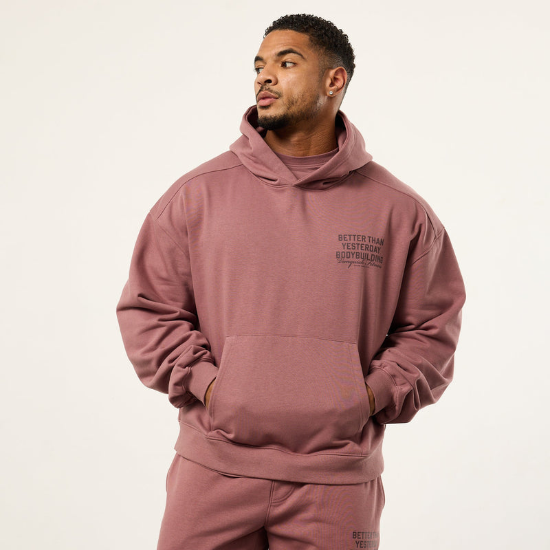 Vanquish Bodybuilding Dark Mauve Boxy Oversized Pullover Hoodie 1枚目の画像