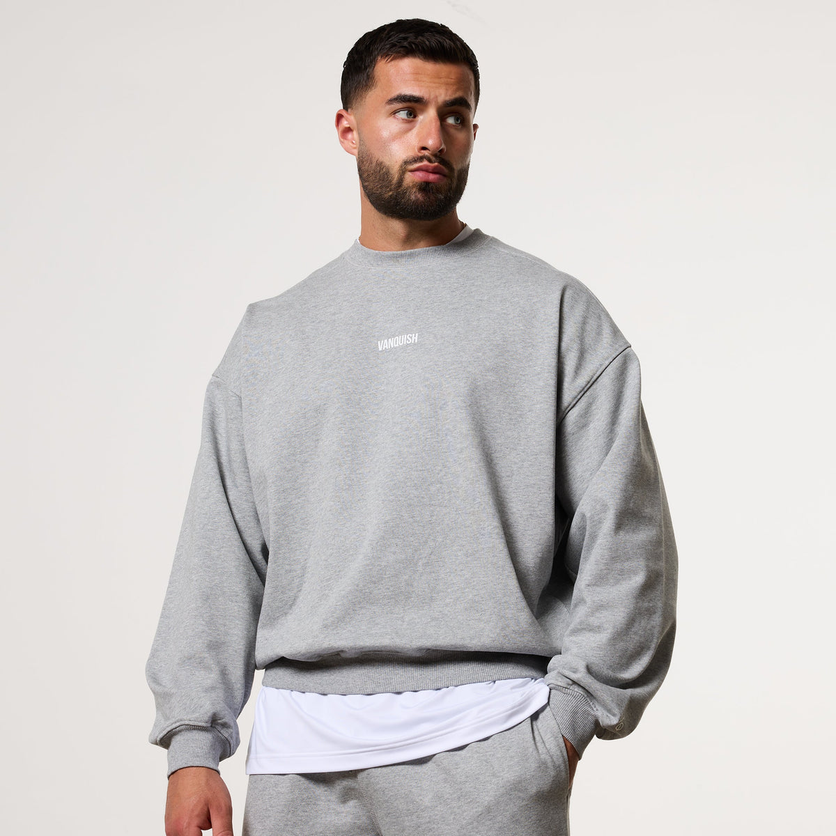 Vanquish Essential V2 Grey Melange Oversized Boxy Sweatshirt 1枚目の画像