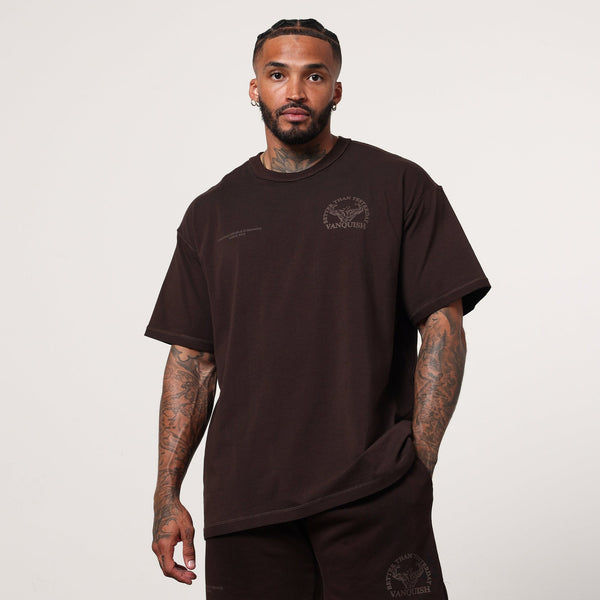 Vanquish Dark Brown Unconquerable Strength Oversized T Shirt 1枚目の画像