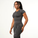 Vanquish Elevate Seamless Charcoal Midi Cap Sleeve T Shirt 1枚目の画像