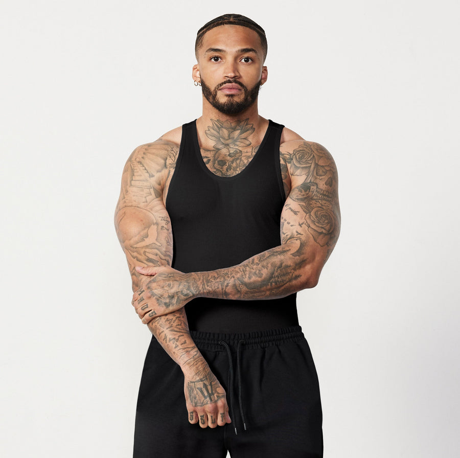 Vanquish Black Ribbed Fitted Tank 1枚目の画像