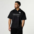 VANQUISH BLACK OVERSIZED BOXY FOOTBALL JERSEY 1枚目の画像