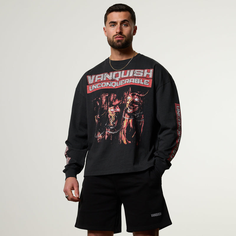 Vanquish Obsidian Black Dobermann Oversized Long Sleeve Boxy T Shirt 1枚目の画像