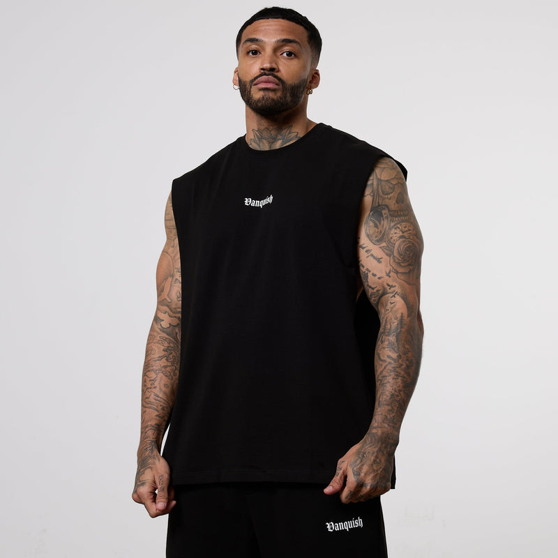 Vanquish Dark Script Black Sleeveless T-Shirt 2枚目の画像