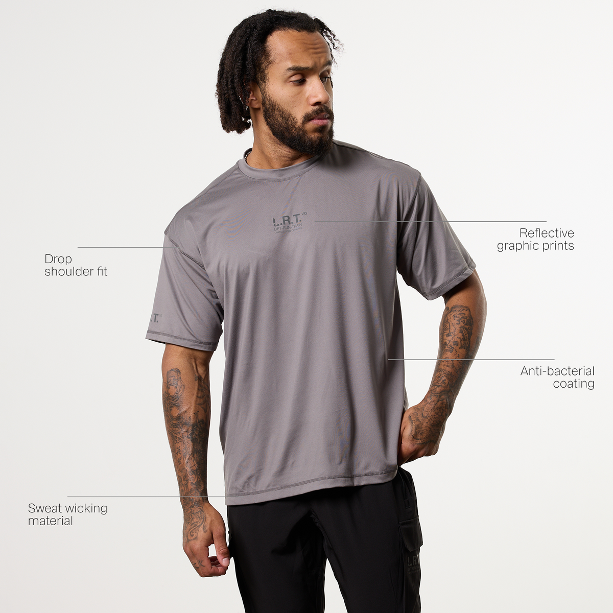 VANQUISH FITNESS LRTモデル グレー パフォーマンス オーバーサイズTシャツ