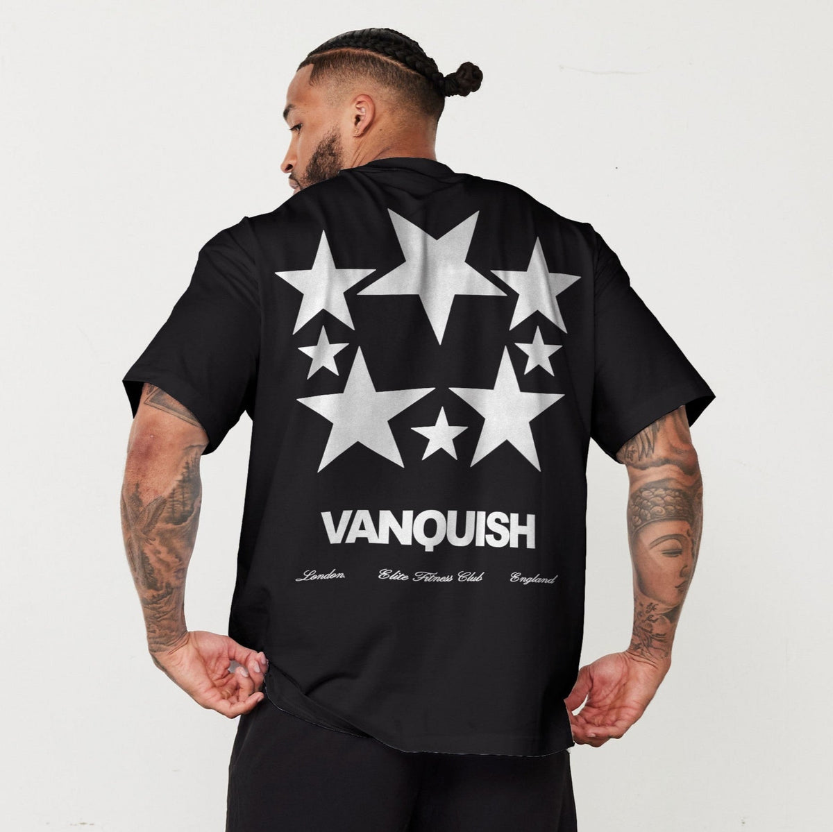 VANQUISH FITNESS Revolve Multi Star オーバーサイズ Tシャツ VANQUISH FITNESS Evolveモデル マルチスター ブラック オーバー