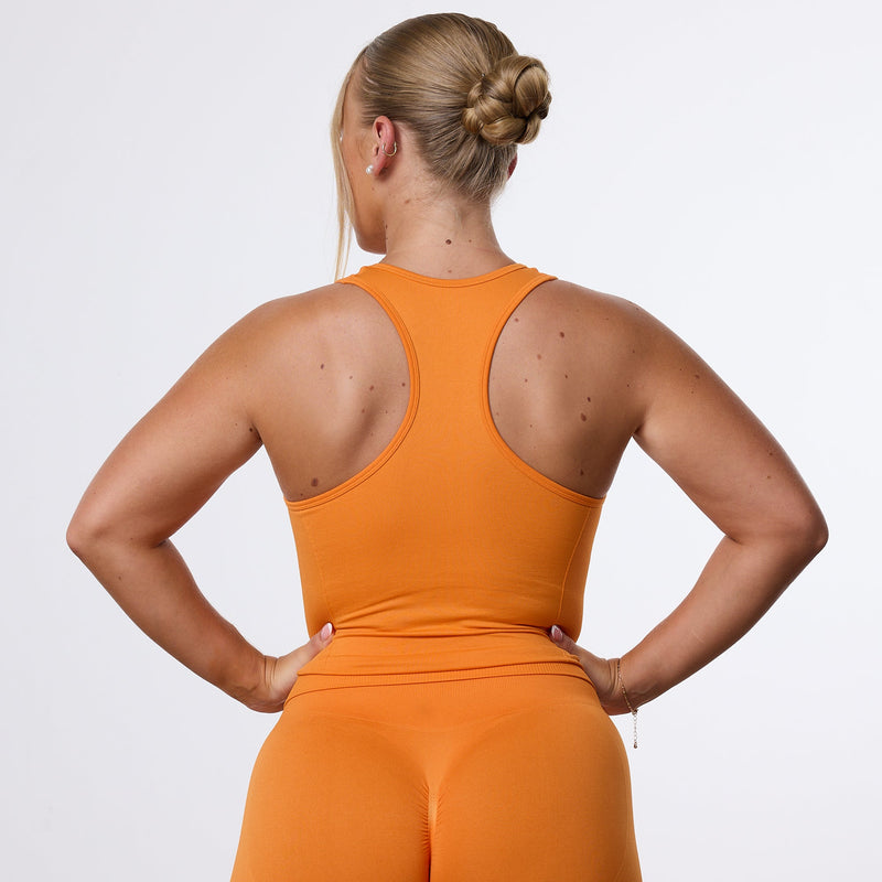 Vanquish Elevate Seamless Orange Racer Back Midi Tank Top 4枚目の画像