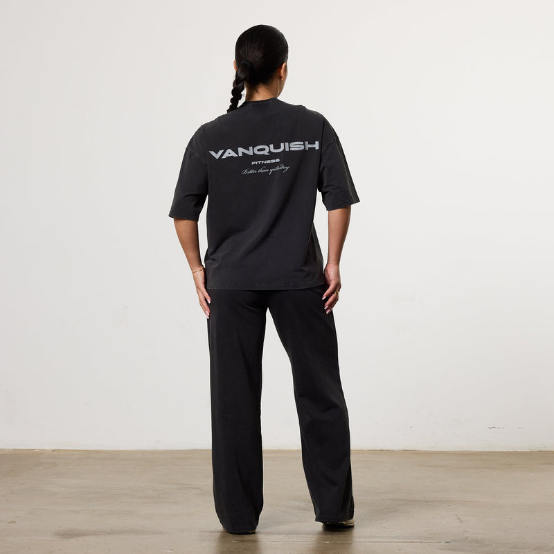 Vanquish Ladies Washed Black Oversized T-Shirt 2枚目の画像