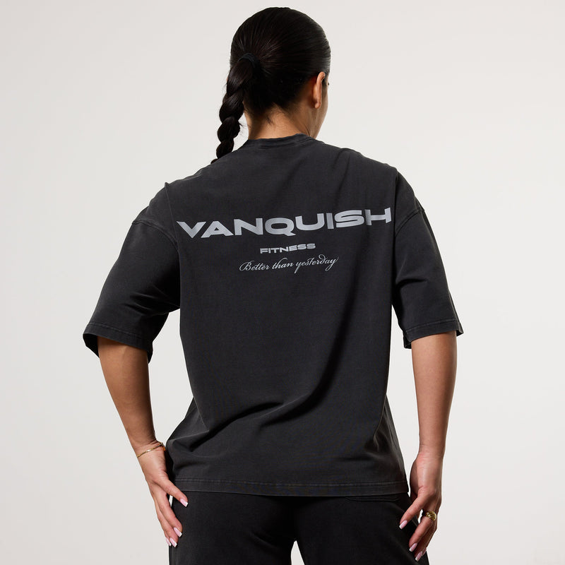 Vanquish Ladies Washed Black Oversized T-Shirt 3枚目の画像